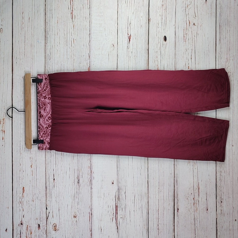 Comfort Code By Cuddl Duds Burgundy Lounge Pants with Patterned Waistband